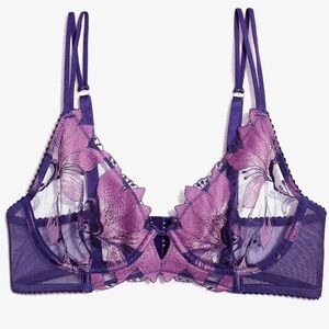 Elegant Purple Lace Underwire Bra